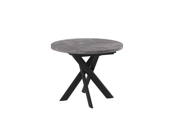 Стол RONALDO-120, круглый раздвижной 120(160), ДЫМЧАТАЯ КЕРАМИКА/ЧЕРНЫЙ